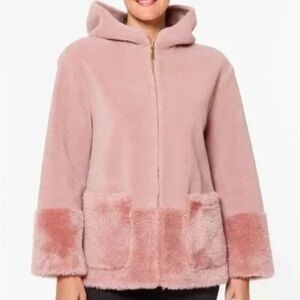 UGG Koolaburra Blush Teddy Jacket Hoodie Faux Fur